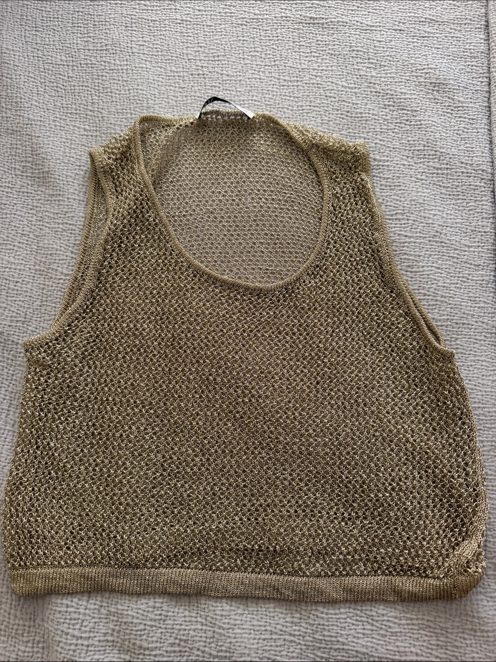 Sleeveless Metallic Knit Tank Top - Gold